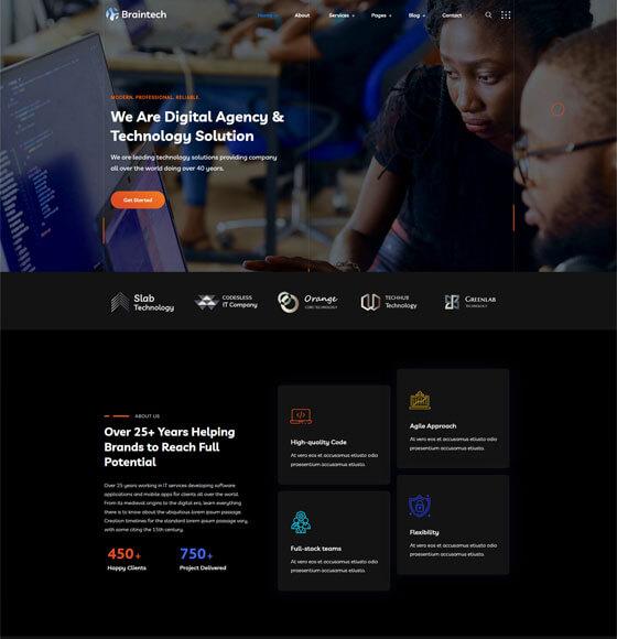 Digital Agency Dark – IT Solutions and Technology Startup - HTML Template - ICRM Software